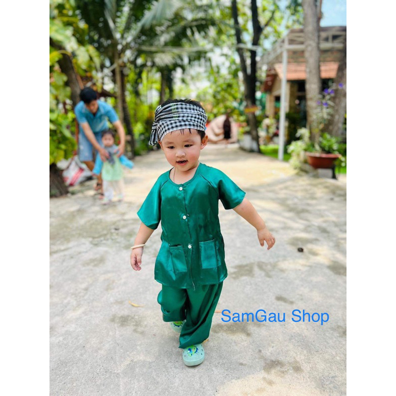 Bộ đồ Bà Ba cho bé trai bé gái Sam Gấu Shop, thoáng mát mềm mịn cho bé từ 7-30kg