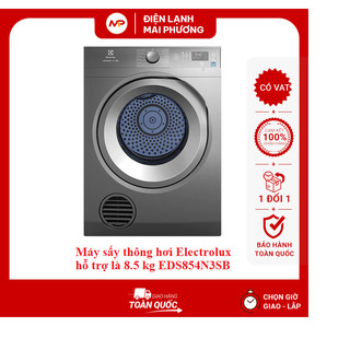 Máy sấy thông hơi Electrolux hỗ trợ là 8.5 kg EDS854N3SB - Hàng chính hãng (Bảo hành 24 tháng)