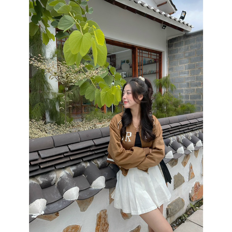 Áo Bomber Dù Crop - 6616 - GRAY