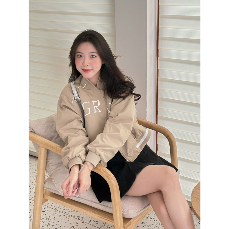 Áo Bomber Dù Crop - 6616 - GRAY