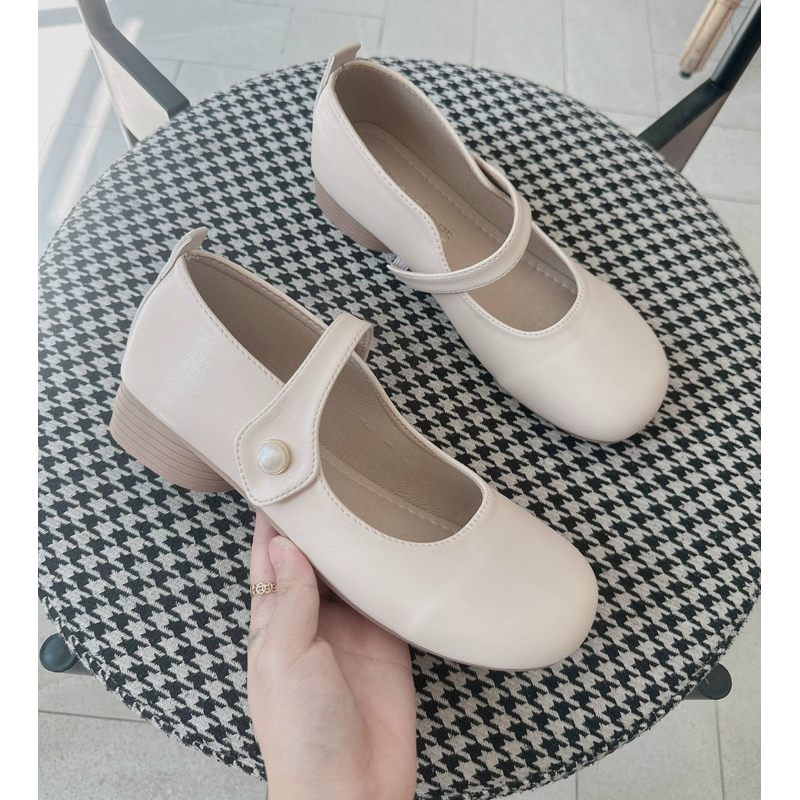 Giày Nữ Lolita Quai Ngang 3 Phân Da Mềm Xịn