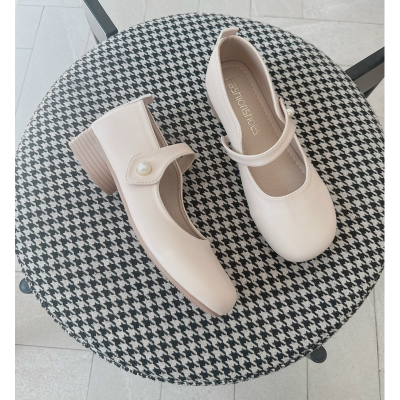 Giày Nữ Lolita Quai Ngang 3 Phân Da Mềm Xịn