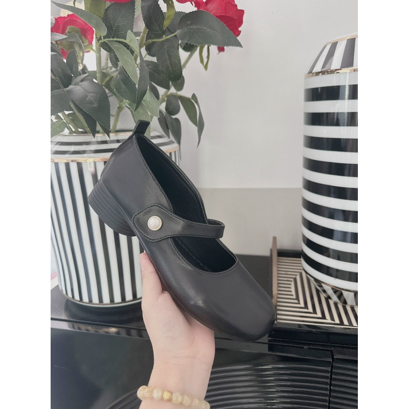 Giày Nữ Lolita Quai Ngang 3 Phân Da Mềm Xịn