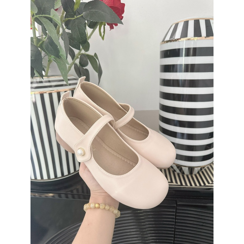 Giày Nữ Lolita Quai Ngang 3 Phân Da Mềm Xịn