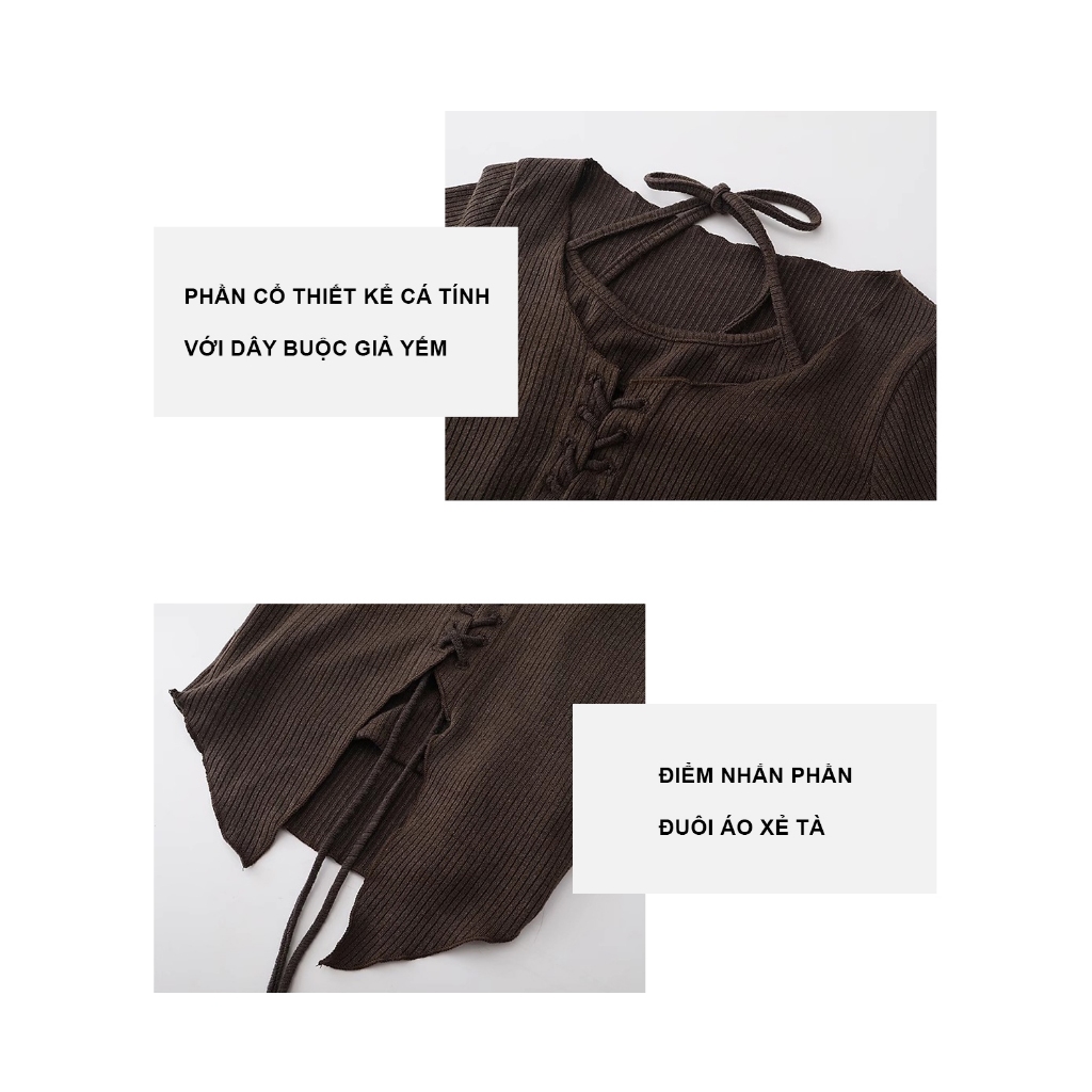 Áo Croptop Bigsize Tay Dài Thiết Kế Áo Kiểu Cá Tính Phù Hợp Thu Đông Độc Bigsize Quảng Châu A2