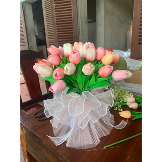 Cành hoa tuylip giả đủ màu