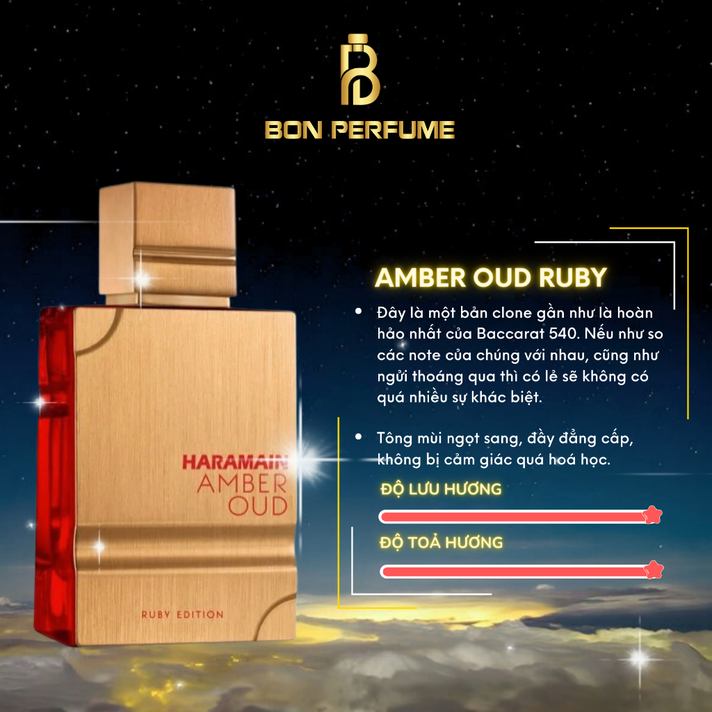 Nước hoa Ruby Đỏ 10ml - Amber Oud Ruby Edition Al Haramain EDP | BON PERFUME