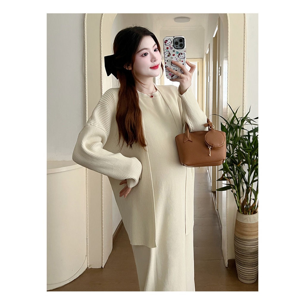 Set Áo Cardigan Len Và Váy Len Ngắn Tay Điệu Đà Lịch Sự SAV74