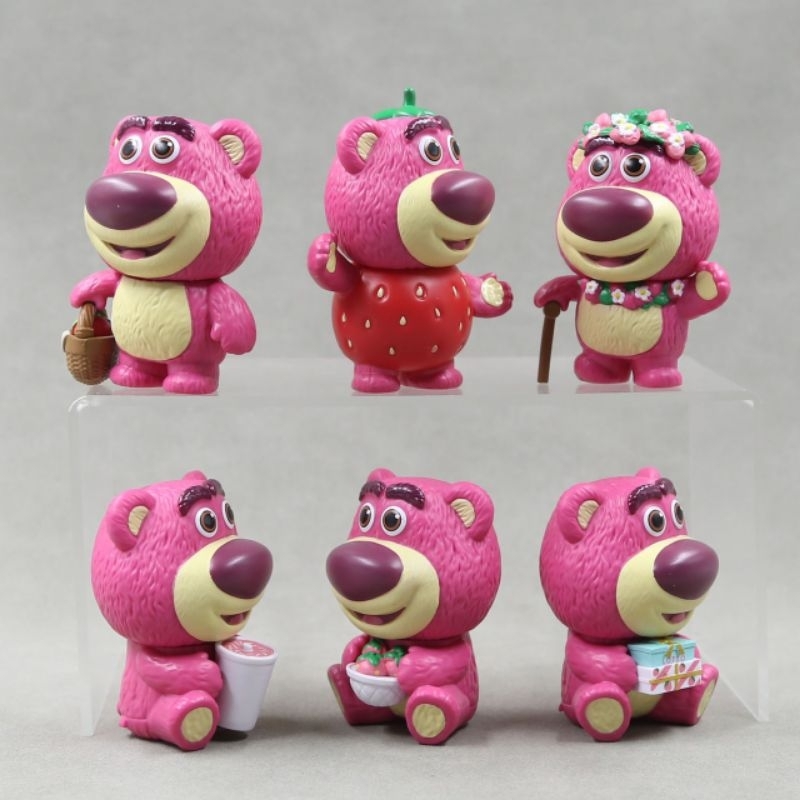 Bộ 6 mô hình nhân vật Gấu dâu Lotso trang trí, decor dễ thương