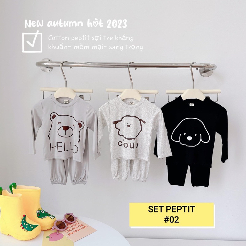 Sét 3bộ bé trai bé gái chất pettin  mềm mịn