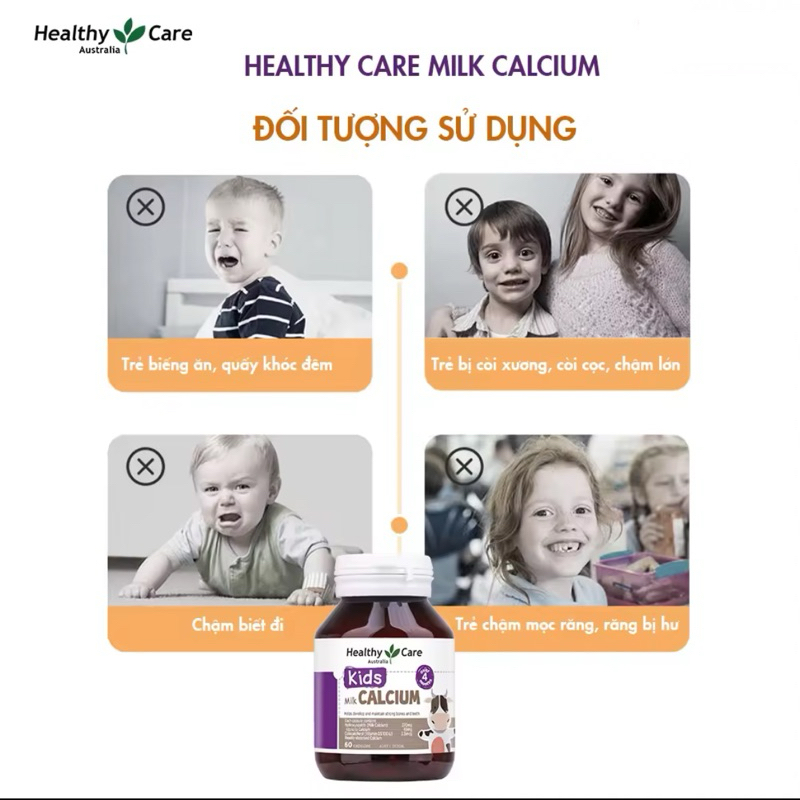 Combo Canxi Sữa/ DHA Chanh Healthy Care  Cho Bé Từ 4 Tháng  -  Úc