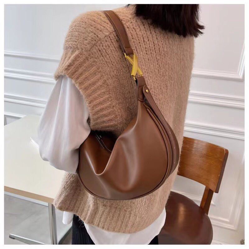 Túi nữ AoKang đeo vai và đeo chéo da bò màu nâu Tây