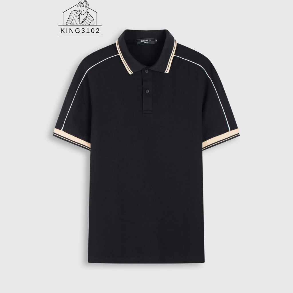 Áo Polo Nam Trơn Trắng Đen Cotton Thoáng Mát, Thấm Hút, Không Nhăn Full Box Bill - Polo Cổ Sọc Be