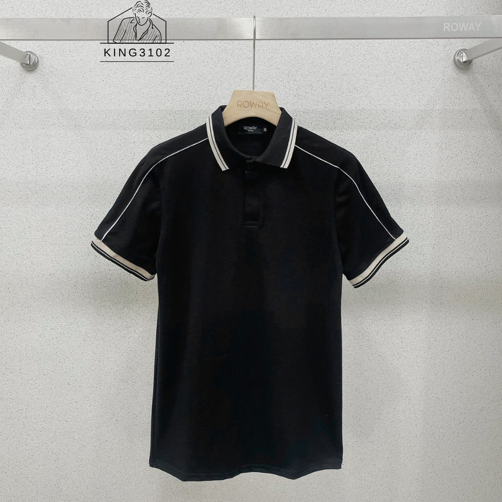 Áo Polo Nam Trơn Trắng Đen Cotton Thoáng Mát, Thấm Hút, Không Nhăn Full Box Bill - Polo Cổ Sọc Be