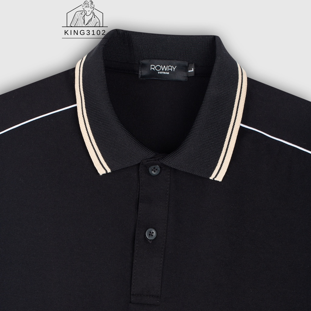 Áo Polo Nam Trơn Trắng Đen Cotton Thoáng Mát, Thấm Hút, Không Nhăn Full Box Bill - Polo Cổ Sọc Be