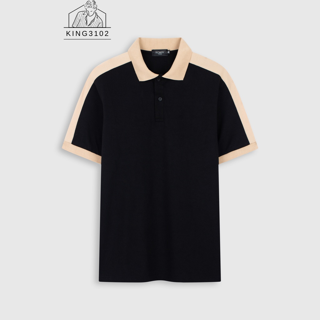 Áo Polo Nam, Áo Thun Polo Nam Trơn Trắng Đen Cotton Thoáng Mát, Thấm Hút, Không Nhăn Full Box Bill - Polo Phối Vai