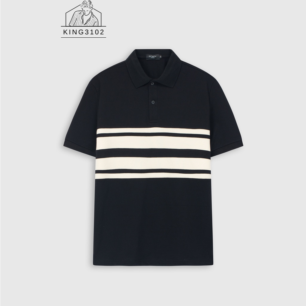 Áo Polo Nam, Áo Thun Polo Nam Trơn Trắng Đen Cotton Thoáng Mát, Thấm Hút, Không Nhăn Full Box Bill - Polo Phối Ngang