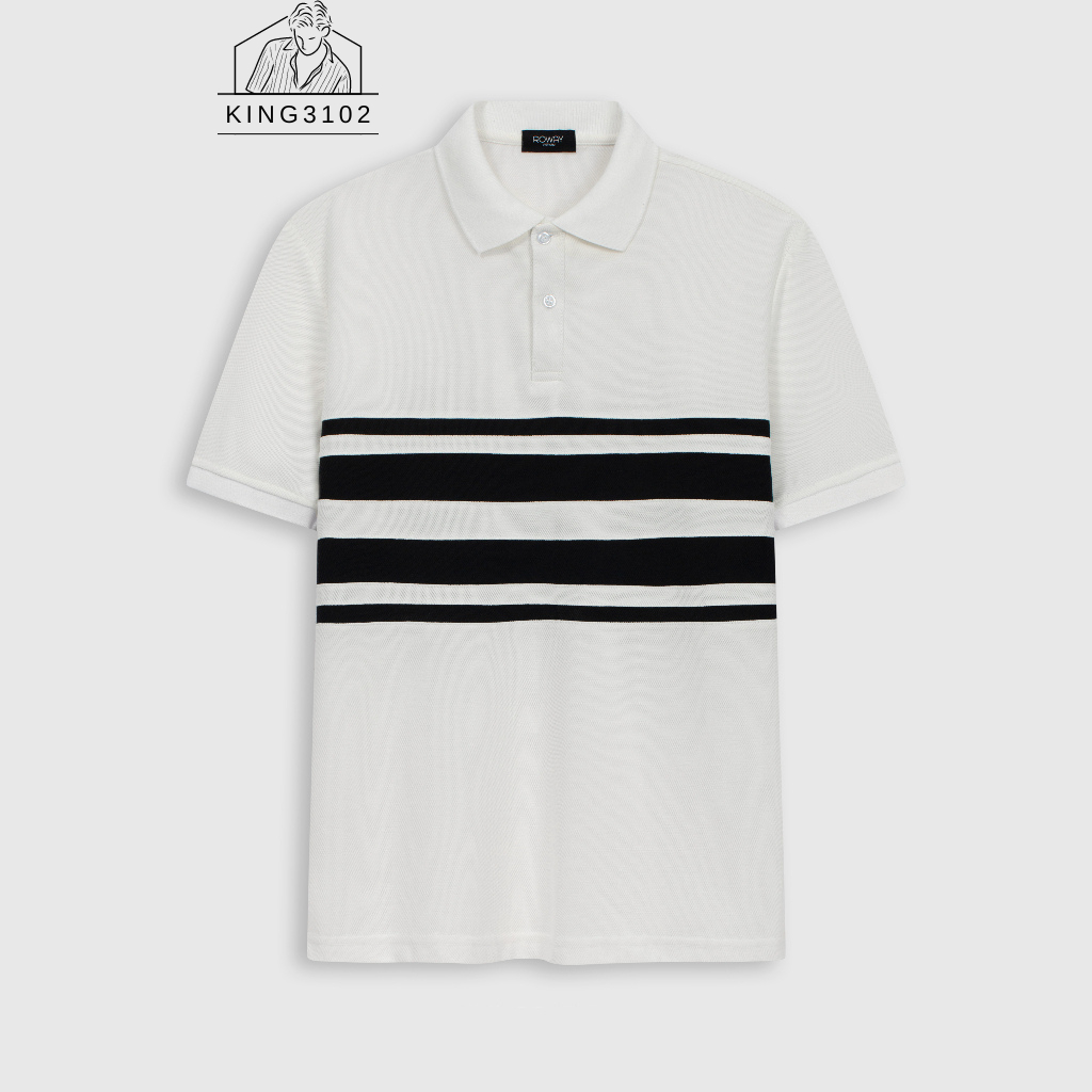 Áo Polo Nam, Áo Thun Polo Nam Trơn Trắng Đen Cotton Thoáng Mát, Thấm Hút, Không Nhăn Full Box Bill - Polo Phối Ngang