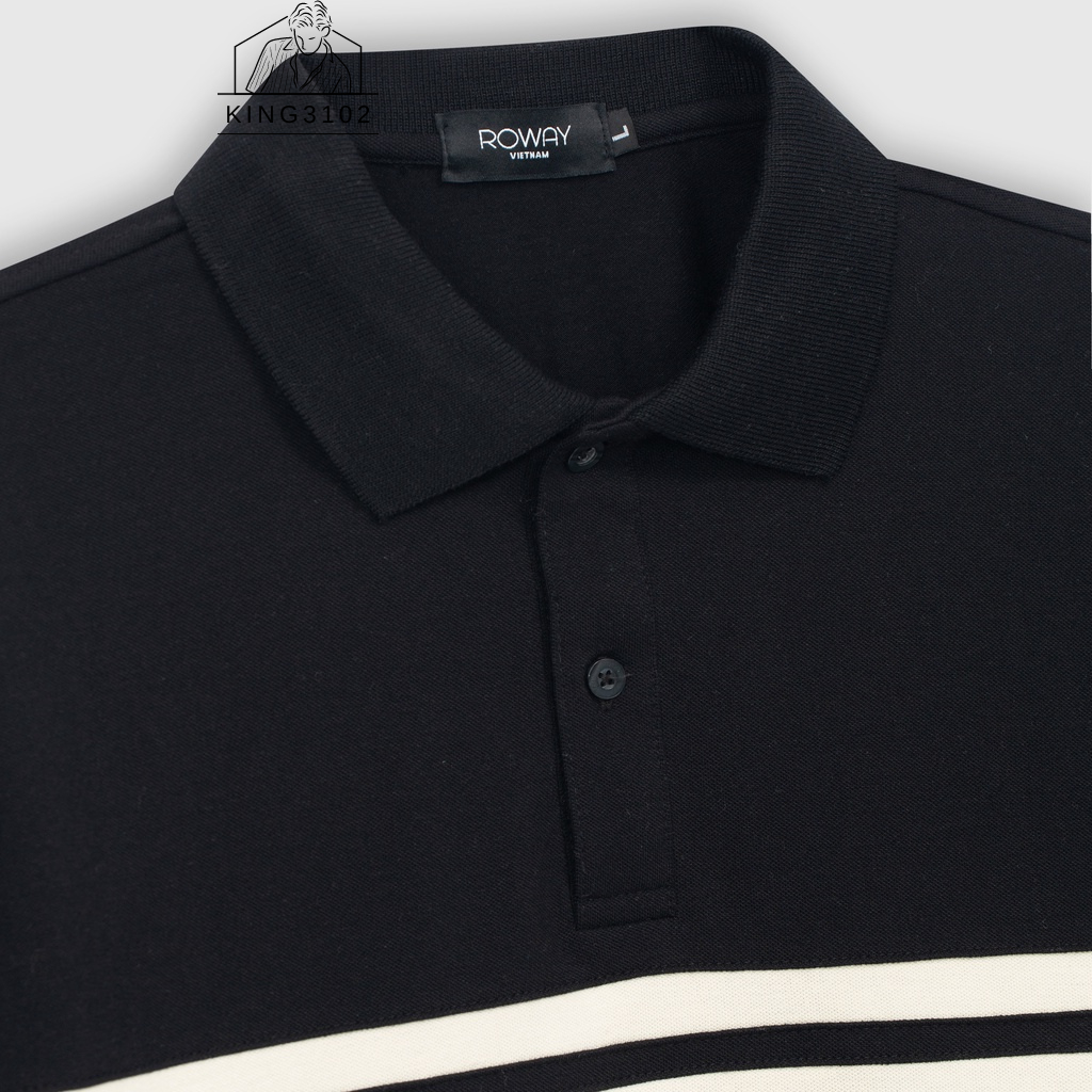 Áo Polo Nam, Áo Thun Polo Nam Trơn Trắng Đen Cotton Thoáng Mát, Thấm Hút, Không Nhăn Full Box Bill - Polo Phối Ngang