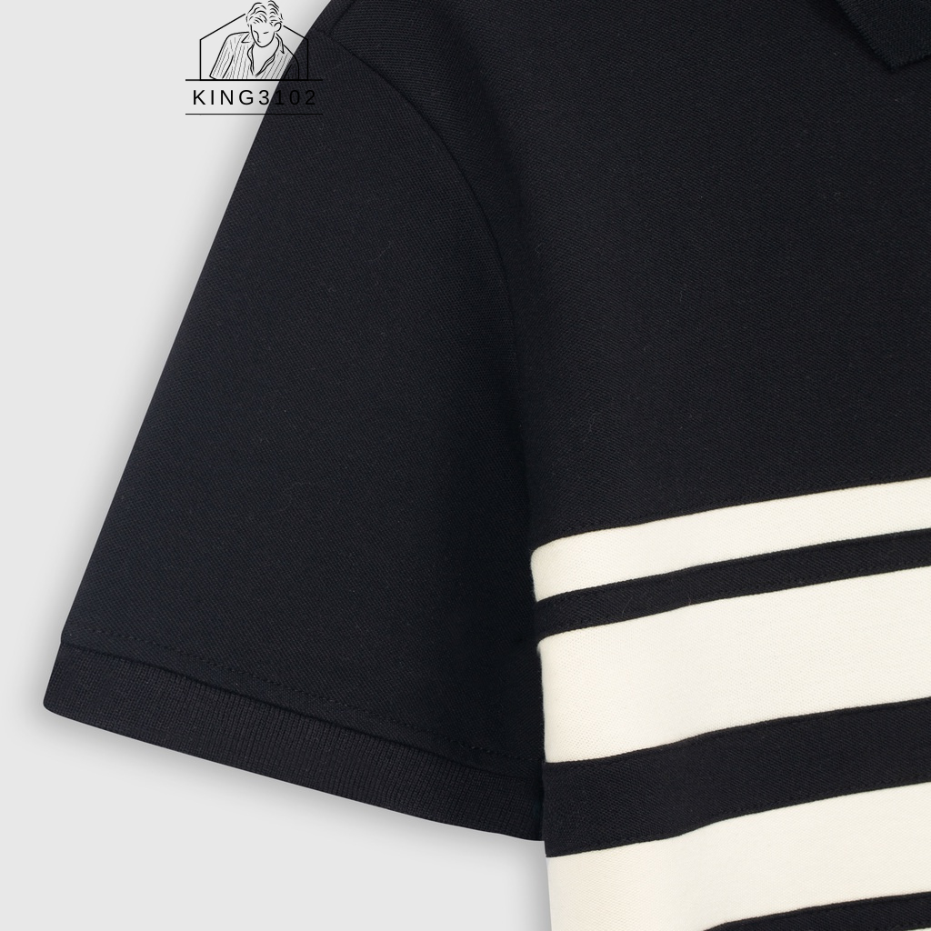 Áo Polo Nam, Áo Thun Polo Nam Trơn Trắng Đen Cotton Thoáng Mát, Thấm Hút, Không Nhăn Full Box Bill - Polo Phối Ngang