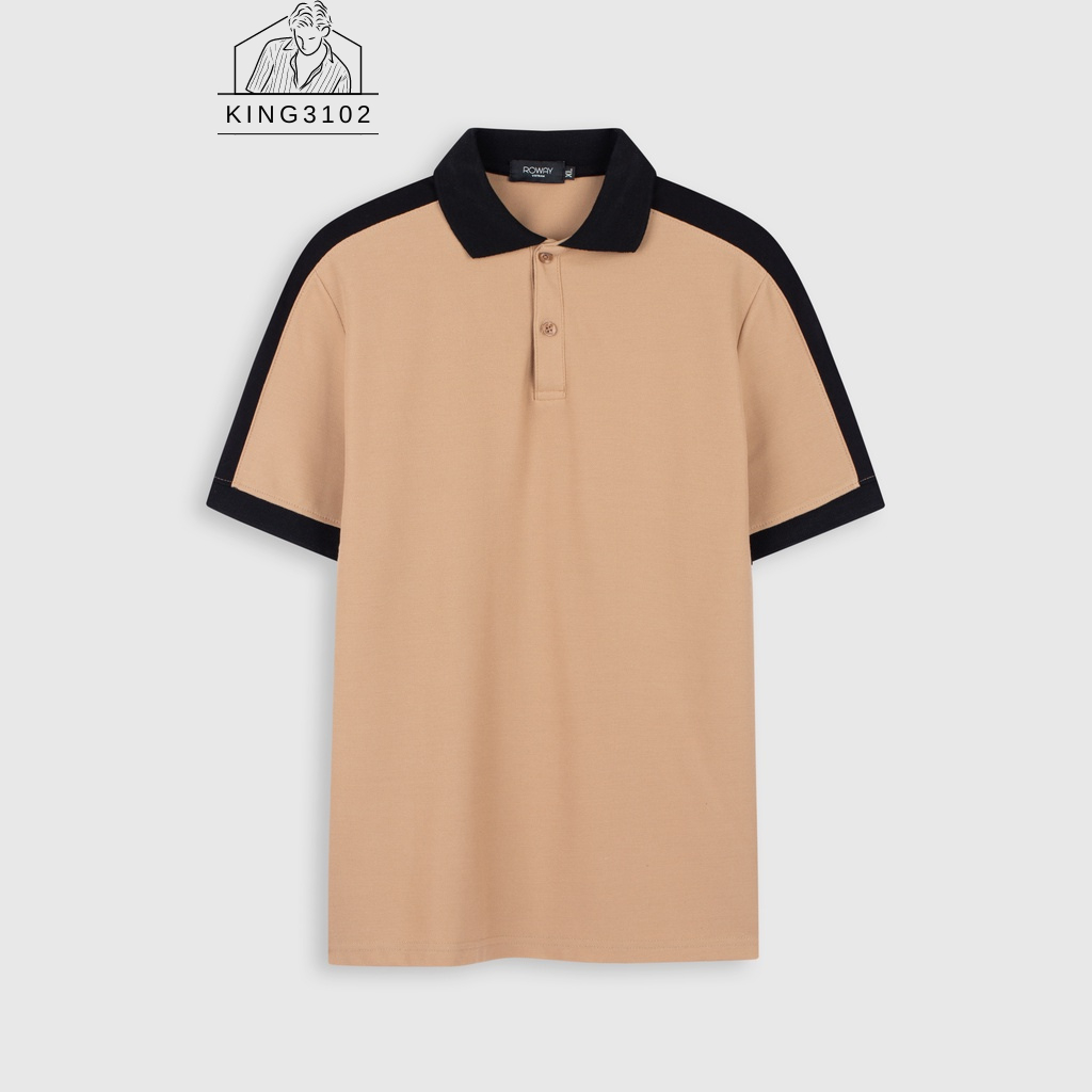 Áo Polo Nam, Áo Thun Polo Nam Trơn Trắng Đen Cotton Thoáng Mát, Thấm Hút, Không Nhăn Full Box Bill - Polo Phối Vai