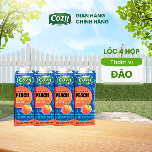 Trà Sữa Hương Đào Uống Liền Cozy Lốc 4 Hộp 225ml