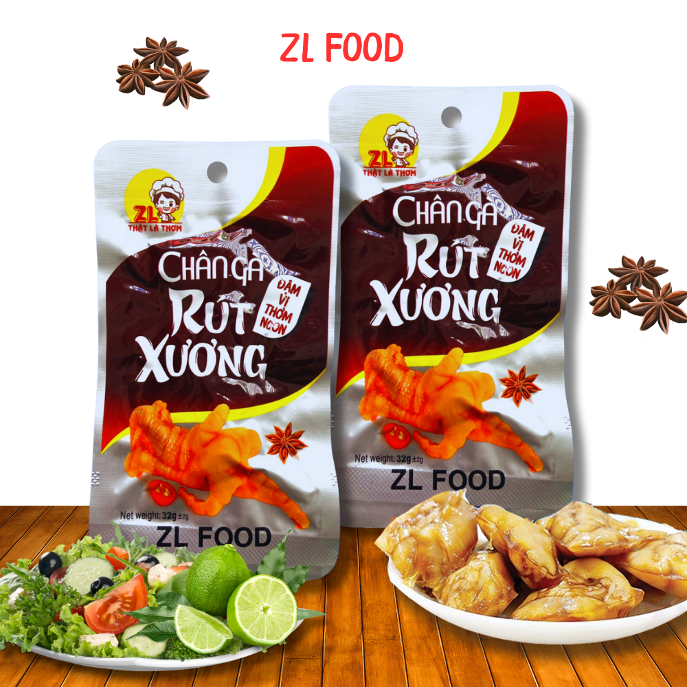 Combo 10 cái chân gà rút xương Tê Cay ZL Food-chân gà rút xương vị Tê Cay tứ xuyên ăn liền