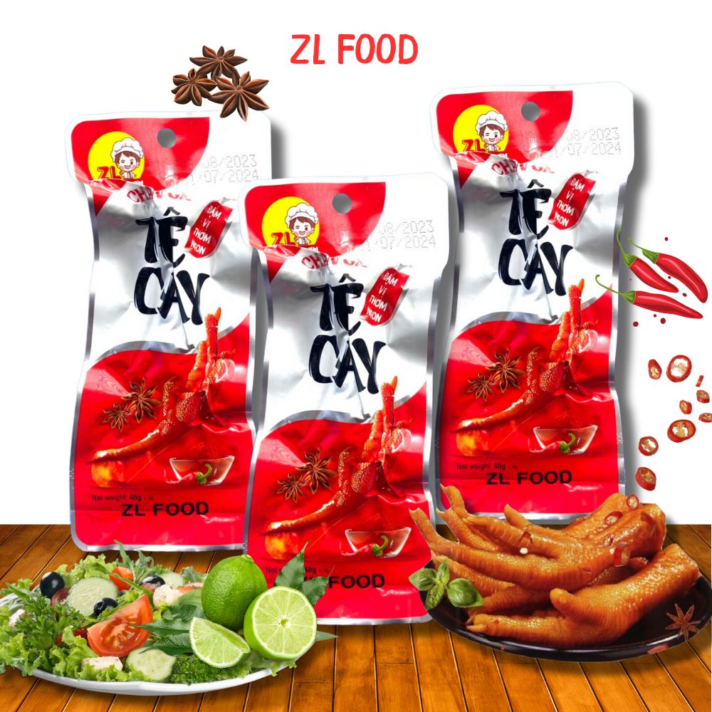 Combo 10 cái Chân gà vị Tê Cay ZL Food chân-chân gà cay vị tứ xuyên tương thơm ăn liền