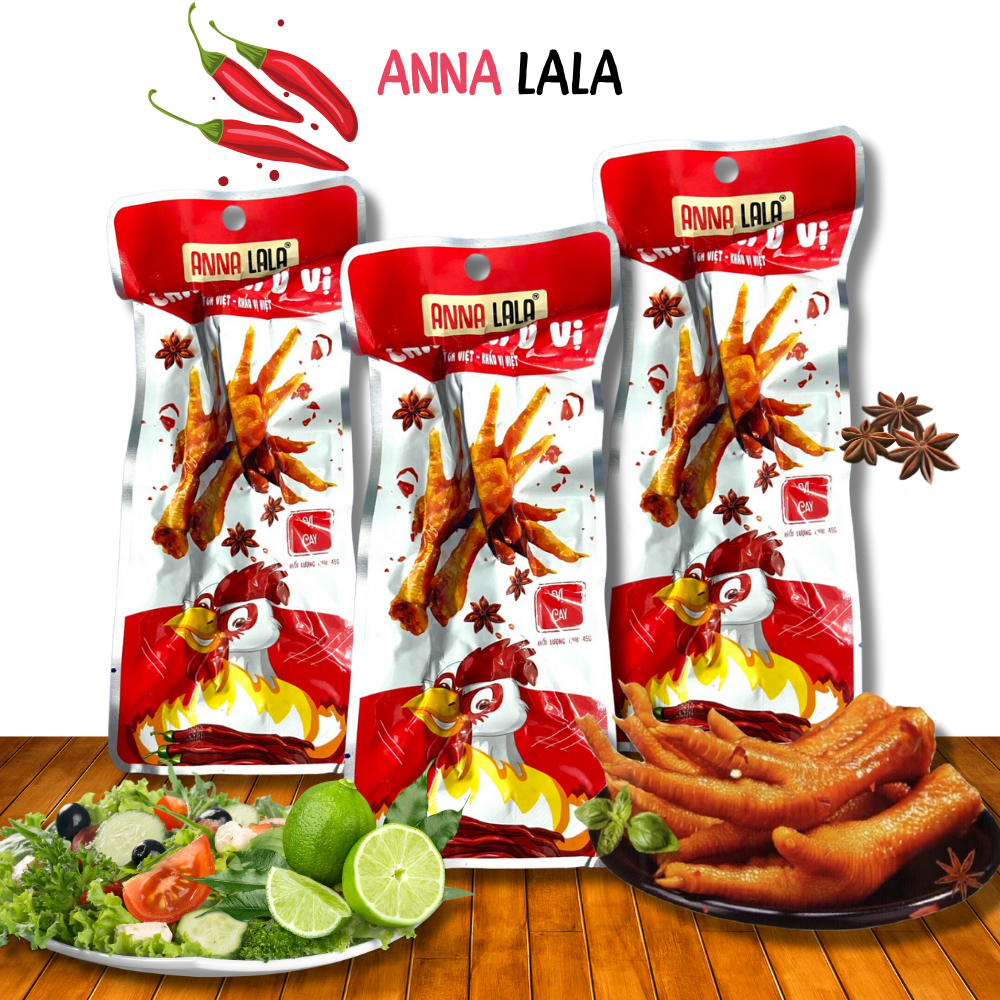 Combo 10 cái chân gà cay ủ vị Anna Lala-đồ ăn vặt chân gà cay ủ vị tương thơm tứ xuyên ăn liền
