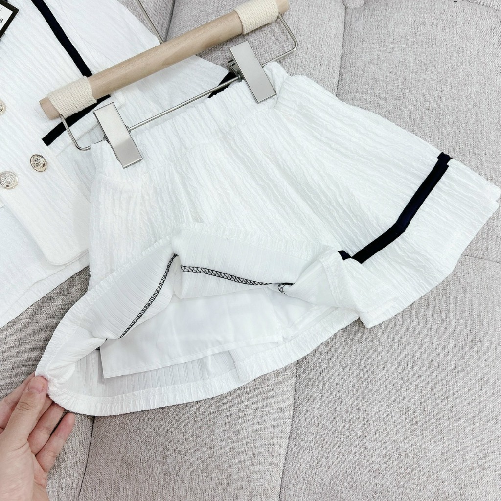 Váy bé gái Váy trắng xếp li cùng Áo phong cách châu âu sành điệu cho bé yêu Đồ bé gái đi học đi chơi sang xịn dễ thương