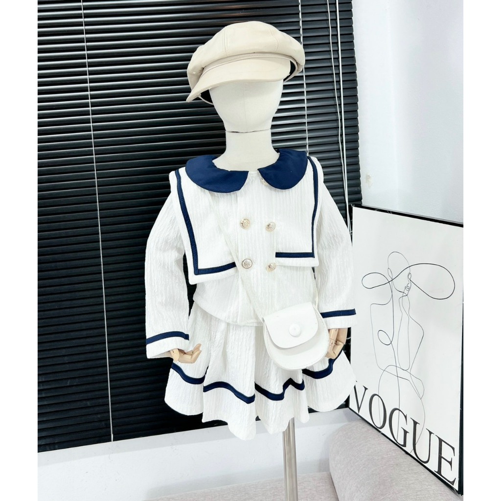 Váy bé gái Váy trắng xếp li cùng Áo phong cách châu âu sành điệu cho bé yêu Đồ bé gái đi học đi chơi sang xịn dễ thương