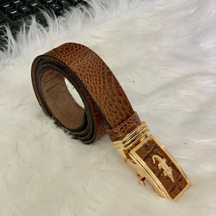 Thắt Lưng Nam Dây Nịt Da Bò Nguyên Tấm Dập Vân Cá Sấu Loại Một Khóa Tự Động JNM01
