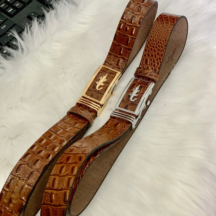 Thắt Lưng Nam Dây Nịt Da Bò Nguyên Tấm Dập Vân Cá Sấu Loại Một Khóa Tự Động JNM01