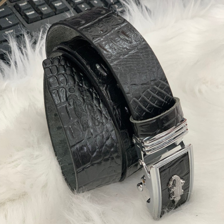 Thắt Lưng Nam Dây Nịt Da Bò Nguyên Tấm Dập Vân Cá Sấu Loại Một Khóa Tự Động JNM01