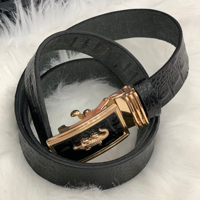 Thắt Lưng Nam Dây Nịt Da Bò Nguyên Tấm Dập Vân Cá Sấu Loại Một Khóa Tự Động JNM01