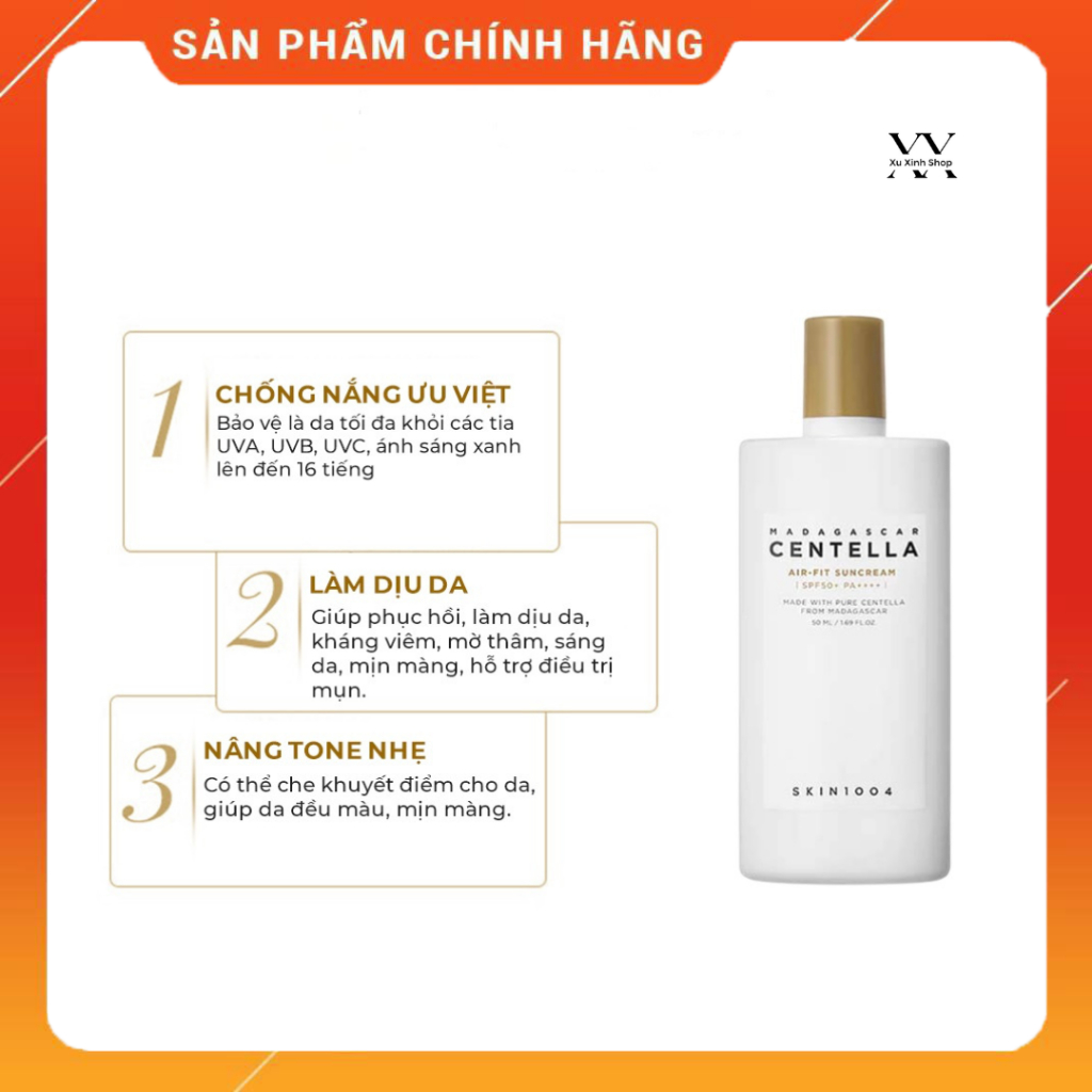 Skin1004 Kem chống nắng Madagascar Centella Air-Fit SunCream Plus 50ml
