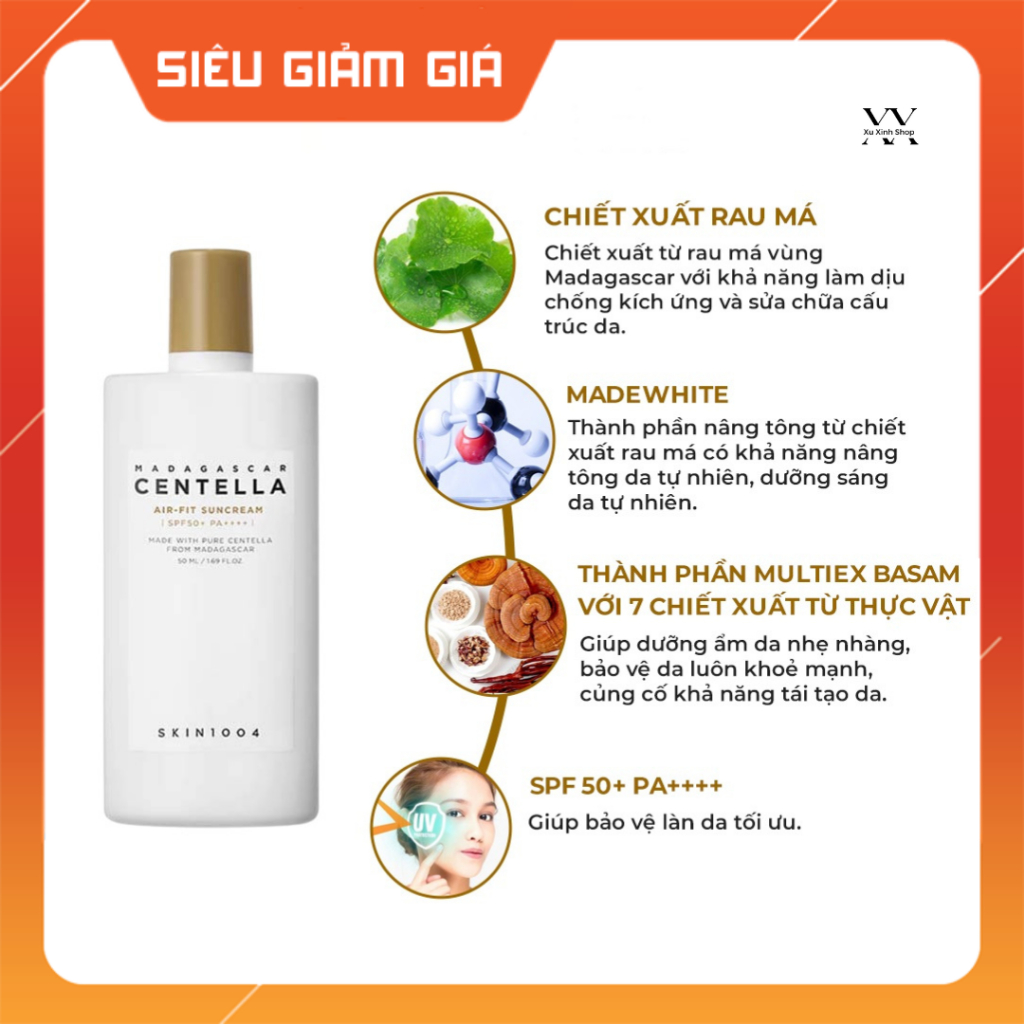 Skin1004 Kem chống nắng Madagascar Centella Air-Fit SunCream Plus 50ml