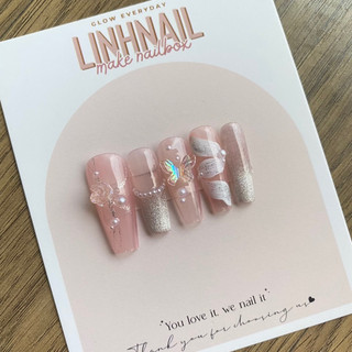 L039 nailbox thiết kế màu hồng đính charm