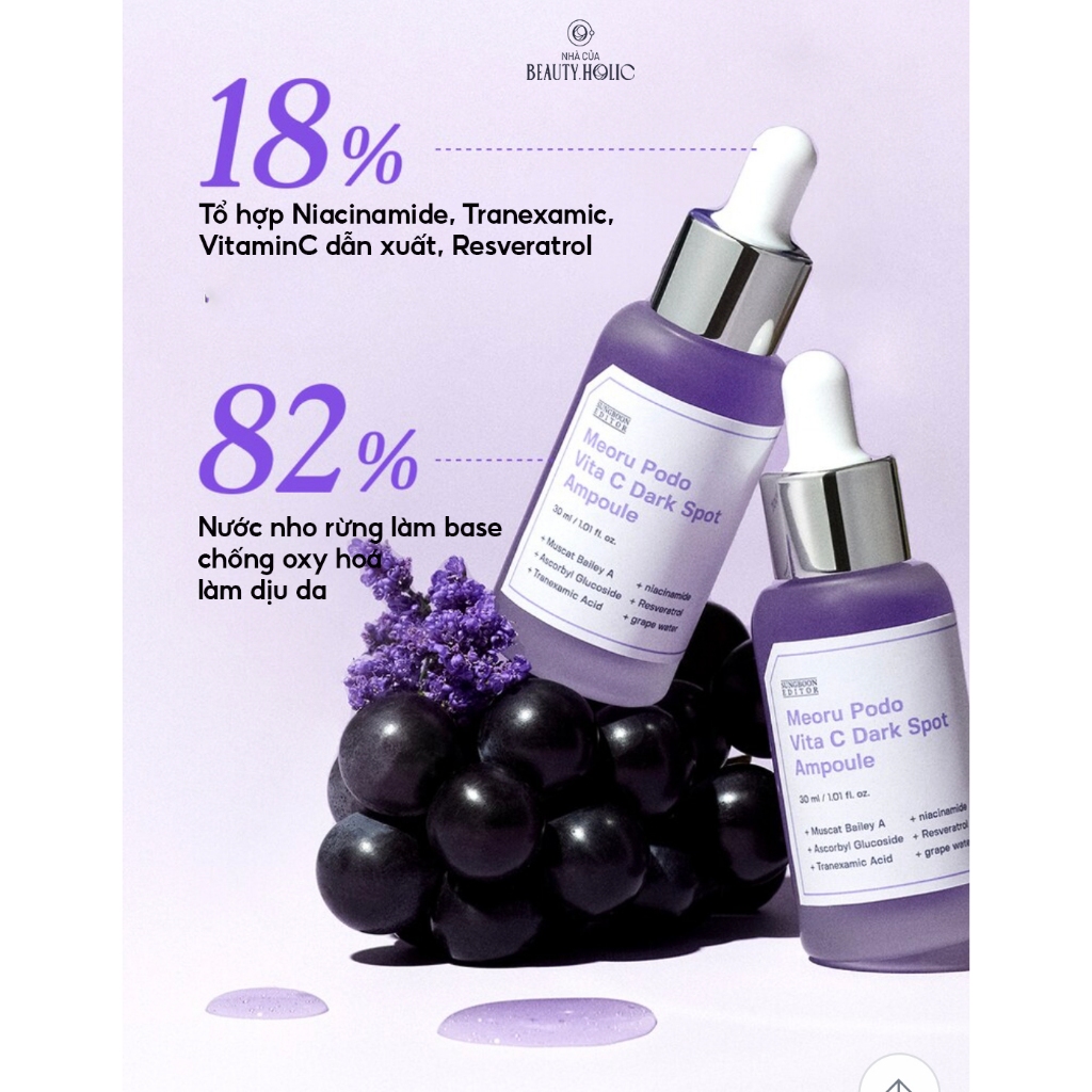 Serum nho tím giảm thâm xạm SUNGBOON EDITOR MEORU PODO VITA C DARK SPOT AMPOULE