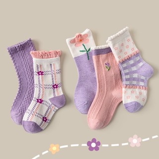 Set 5 đôi tất cho bé Kidzone Store chất cotton mềm mại thoáng khí họa tiết đáng yêu
