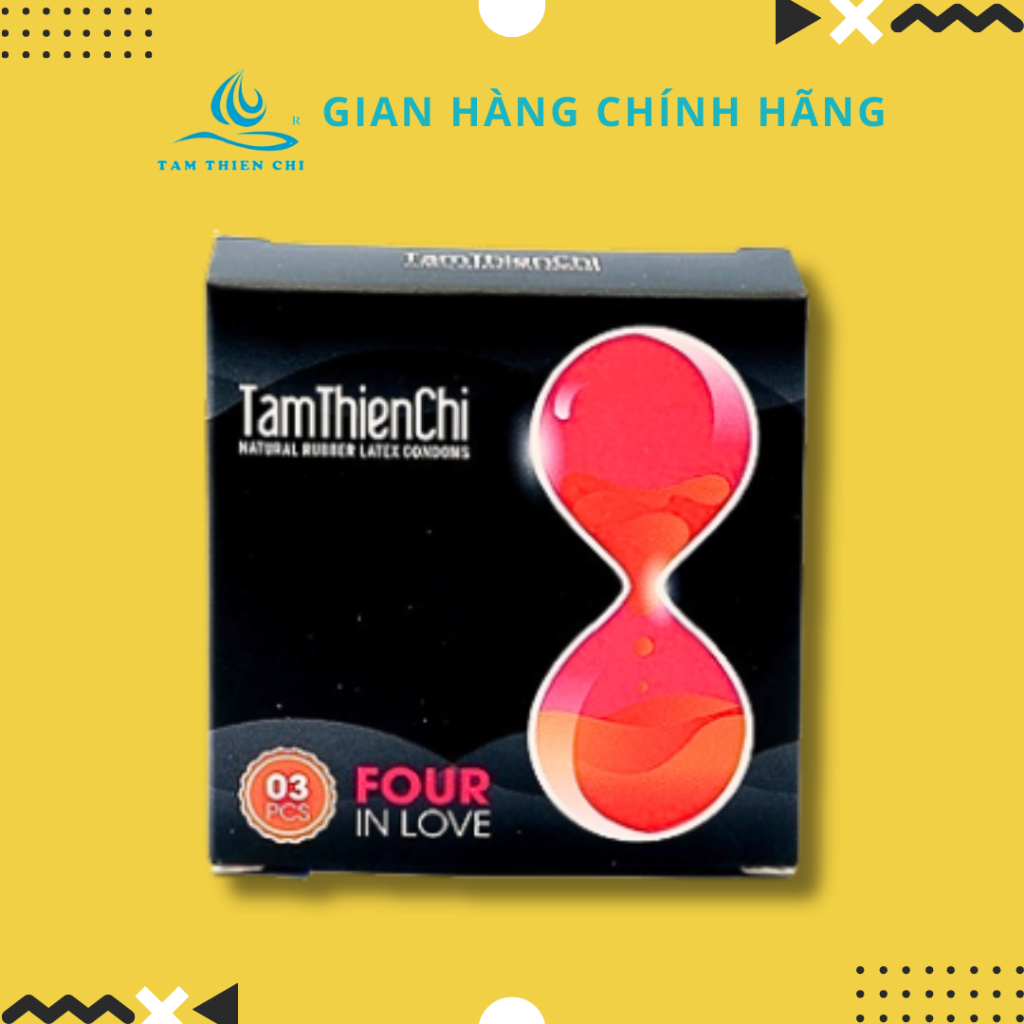 Bao cao su Tâm Thiện Chí FOUR IN LOVE gân gai kéo dài hộp 3 cái