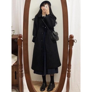  Áo dạ đen cổ sen cao dáng basic hàng Quảng Châu cao cấp full móc túi đựng  