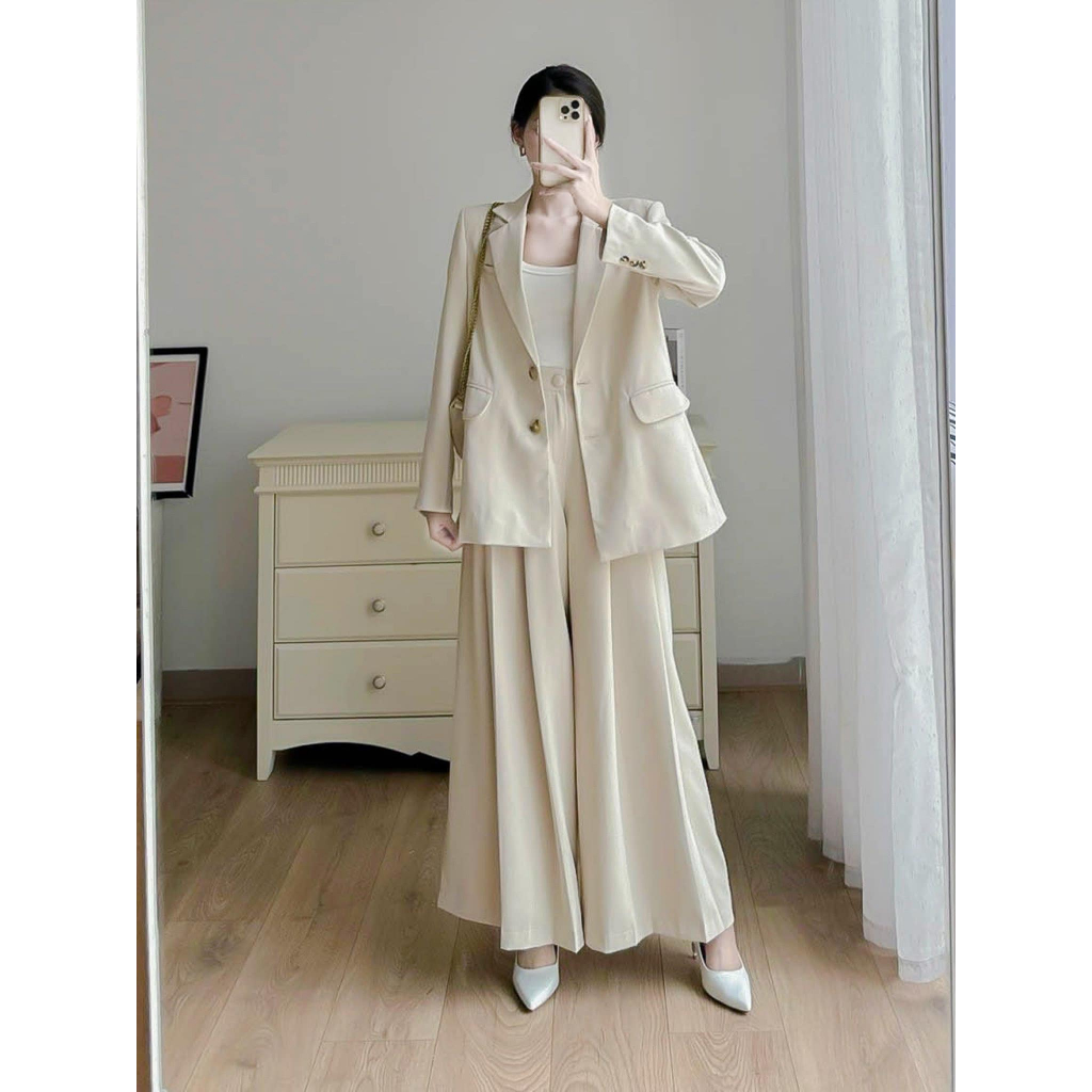 Áo Blazer 2 lớp độn vai nhẹ thiết kế 2 cúc thanh lịch dễ phối đồ MYAN DESIGN Avn102308