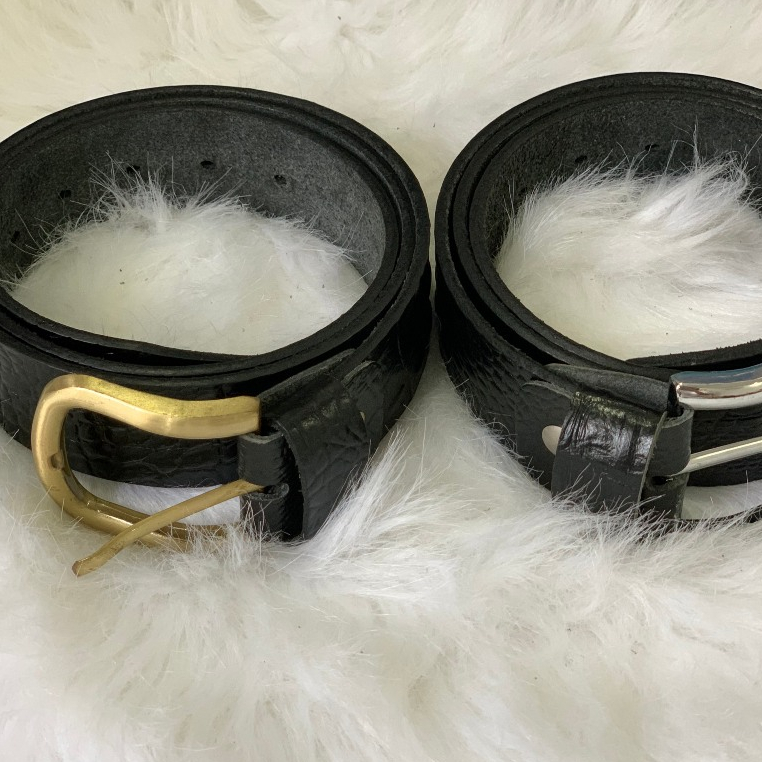 Thắt Lưng Dây Nịt Nam Da Bò Nguyên Tấm Dập Vân Cá Sấu Cao Cấp Thời Trang Khóa Cài Kim Màu Đen