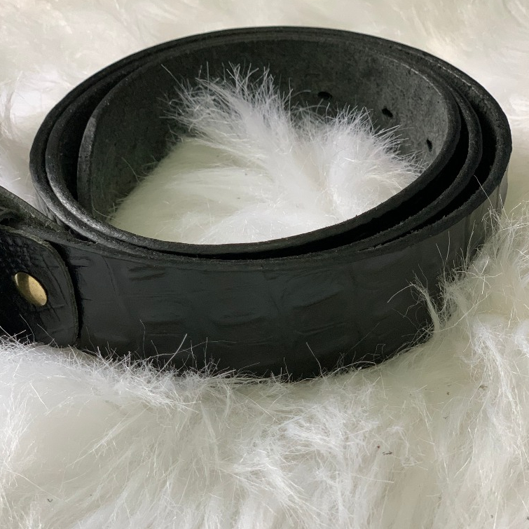 Thắt Lưng Dây Nịt Nam Da Bò Nguyên Tấm Dập Vân Cá Sấu Cao Cấp Thời Trang Khóa Cài Kim Màu Đen