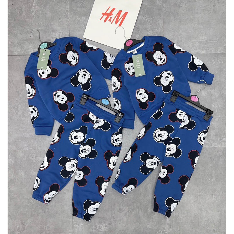 Bộ nỉ in hình mickey cho bé