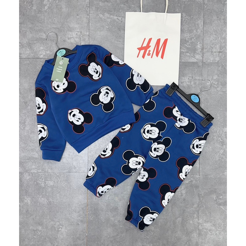 Bộ nỉ in hình mickey cho bé