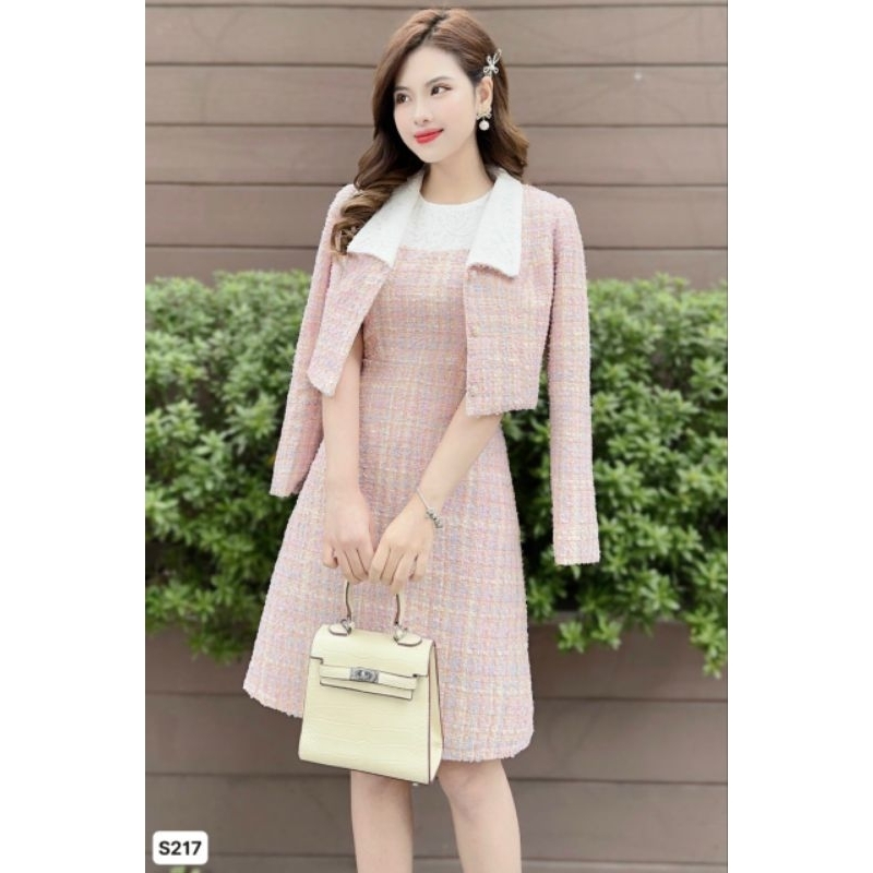 Set dạ áo vest và váy dáng xòe đi làm dự tiệc S217