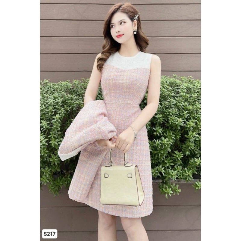 Set dạ áo vest và váy dáng xòe đi làm dự tiệc S217
