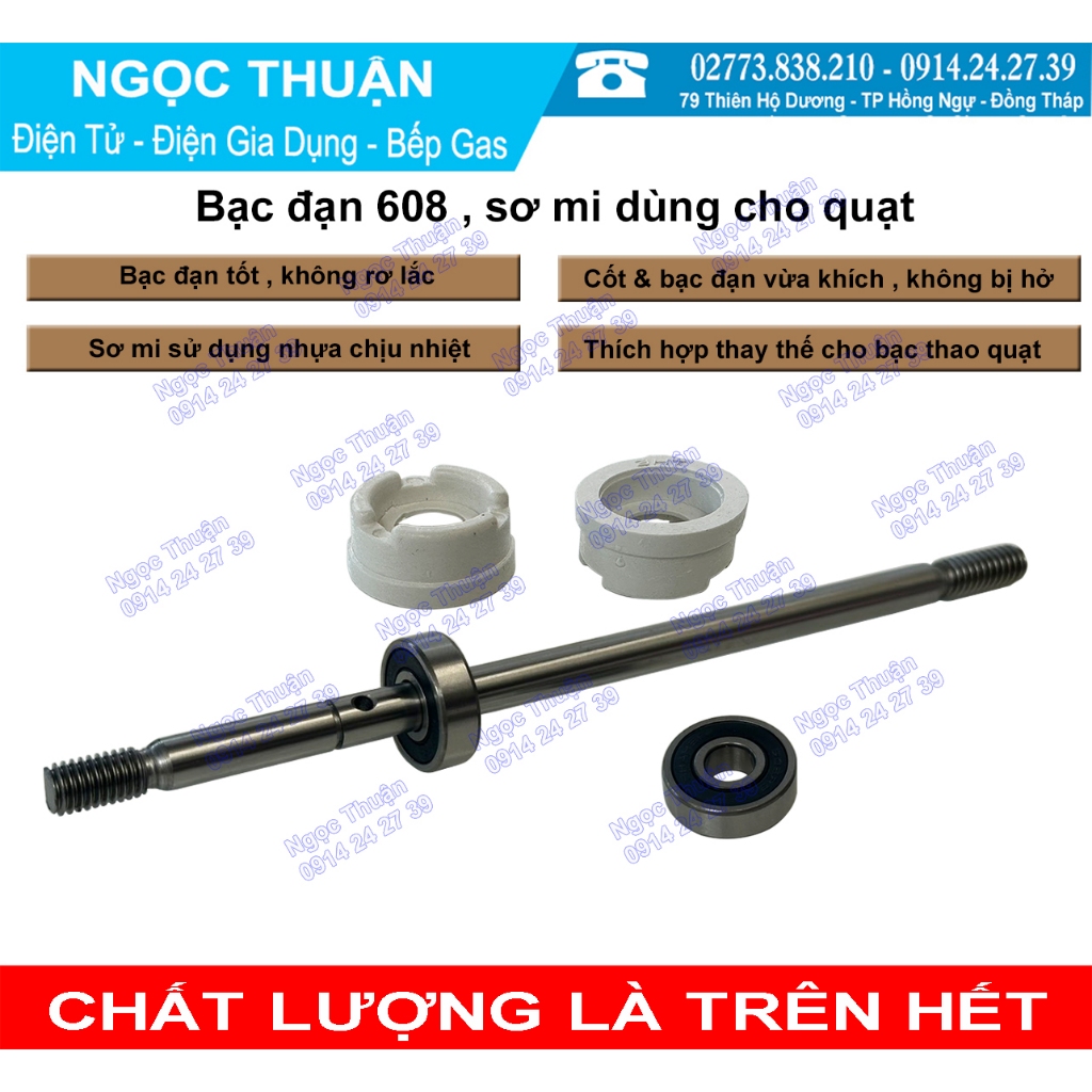 ( Combo ) Bạc Đạn 608RS ( loại tốt ) , Sơ mi dùng cho quạt